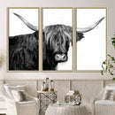 Black and White Highland Cow Multi Panel Wall Art Canvas, by MyGreatCanvas | Canvas Wall Art Prints | Photo Prints & Wall Decor