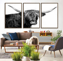 Black and White Highland Cow Multi Panel Wall Art Canvas, by MyGreatCanvas | Canvas Wall Art Prints | Photo Prints & Wall Decor