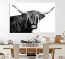 Black and White Highland Cow Multi Panel Wall Art Canvas, by MyGreatCanvas | Canvas Wall Art Prints | Photo Prints & Wall Decor