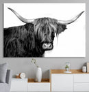 Black and White Highland Cow Multi Panel Wall Art Canvas, by MyGreatCanvas | Canvas Wall Art Prints | Photo Prints & Wall Decor