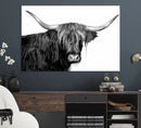 Black and White Highland Cow Multi Panel Wall Art Canvas, by MyGreatCanvas | Canvas Wall Art Prints | Photo Prints & Wall Decor