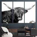 Black and White Highland Cow Multi Panel Wall Art Canvas, by MyGreatCanvas | Canvas Wall Art Prints | Photo Prints & Wall Decor