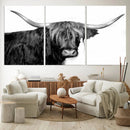 Black and White Highland Cow Multi Panel Wall Art Canvas, by MyGreatCanvas | Canvas Wall Art Prints | Photo Prints & Wall Decor