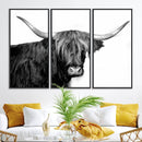 Black and White Highland Cow Multi Panel Wall Art Canvas, by MyGreatCanvas | Canvas Wall Art Prints | Photo Prints & Wall Decor