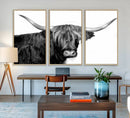 Black and White Highland Cow Multi Panel Wall Art Canvas, by MyGreatCanvas | Canvas Wall Art Prints | Photo Prints & Wall Decor