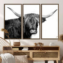 Black and White Highland Cow Multi Panel Wall Art Canvas, by MyGreatCanvas | Canvas Wall Art Prints | Photo Prints & Wall Decor
