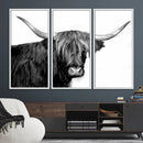 Black and White Highland Cow Multi Panel Wall Art Canvas, by MyGreatCanvas | Canvas Wall Art Prints | Photo Prints & Wall Decor