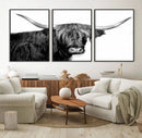 Black and White Highland Cow Multi Panel Wall Art Canvas, by MyGreatCanvas | Canvas Wall Art Prints | Photo Prints & Wall Decor