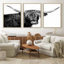 Black and White Highland Cow Multi Panel Wall Art Canvas, by MyGreatCanvas | Canvas Wall Art Prints | Photo Prints & Wall Decor