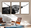 Black and White Highland Cow Multi Panel Wall Art Canvas, by MyGreatCanvas | Canvas Wall Art Prints | Photo Prints & Wall Decor