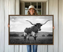 Black and White Longhorn Texas Cow Canvas Wall Art Print by MyGreatCanvas | Canvas Wall Art Prints | Photo Prints & Wall Decor