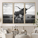 Black and White Longhorn Texas Cow Canvas Wall Art Print by MyGreatCanvas | Canvas Wall Art Prints | Photo Prints & Wall Decor