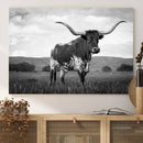 Black and White Longhorn Texas Cow Canvas Wall Art Print by MyGreatCanvas | Canvas Wall Art Prints | Photo Prints & Wall Decor