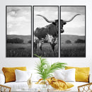 Black and White Longhorn Texas Cow Canvas Wall Art Print by MyGreatCanvas | Canvas Wall Art Prints | Photo Prints & Wall Decor