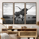 Black and White Longhorn Texas Cow Canvas Wall Art Print by MyGreatCanvas | Canvas Wall Art Prints | Photo Prints & Wall Decor