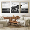Black and White Longhorn Texas Cow Canvas Wall Art Print by MyGreatCanvas | Canvas Wall Art Prints | Photo Prints & Wall Decor