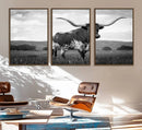 Black and White Longhorn Texas Cow Canvas Wall Art Print by MyGreatCanvas | Canvas Wall Art Prints | Photo Prints & Wall Decor