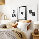 Set of Three Piece Playing Cards Black and White Decor by Wall Art Set