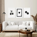 Set of Three Piece Playing Cards Black and White Decor by Wall Art Set