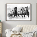Black and White Wild Horses Wall Art Canvas | 3 Panel Large by MyGreatCanvas | Canvas Wall Art Prints | Photo Prints & Wall Decor