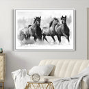 Black and White Wild Horses Wall Art Canvas | 3 Panel Large by MyGreatCanvas | Canvas Wall Art Prints | Photo Prints & Wall Decor