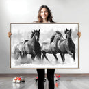Black and White Wild Horses Wall Art Canvas | 3 Panel Large by MyGreatCanvas | Canvas Wall Art Prints | Photo Prints & Wall Decor