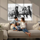 Black and White Wild Horses Wall Art Canvas | 3 Panel Large by MyGreatCanvas | Canvas Wall Art Prints | Photo Prints & Wall Decor