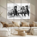 Black and White Wild Horses Wall Art Canvas | 3 Panel Large by MyGreatCanvas | Canvas Wall Art Prints | Photo Prints & Wall Decor