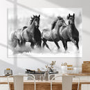 Black and White Wild Horses Wall Art Canvas | 3 Panel Large by MyGreatCanvas | Canvas Wall Art Prints | Photo Prints & Wall Decor