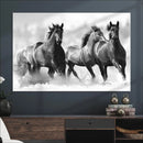 Black and White Wild Horses Wall Art Canvas | 3 Panel Large by MyGreatCanvas | Canvas Wall Art Prints | Photo Prints & Wall Decor