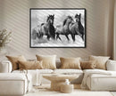 Black and White Wild Horses Wall Art Canvas | 3 Panel Large by MyGreatCanvas | Canvas Wall Art Prints | Photo Prints & Wall Decor