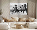 Black and White Wild Horses Wall Art Canvas | 3 Panel Large by MyGreatCanvas | Canvas Wall Art Prints | Photo Prints & Wall Decor