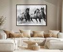 Black and White Wild Horses Wall Art Canvas | 3 Panel Large by MyGreatCanvas | Canvas Wall Art Prints | Photo Prints & Wall Decor