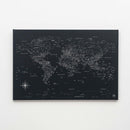 World Map on Canvas - Black