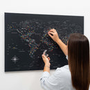 World Map on Canvas - Black