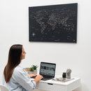 World Map on Canvas - Black