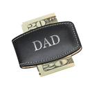 Black Leather Money Clip by creativegiftsdirect