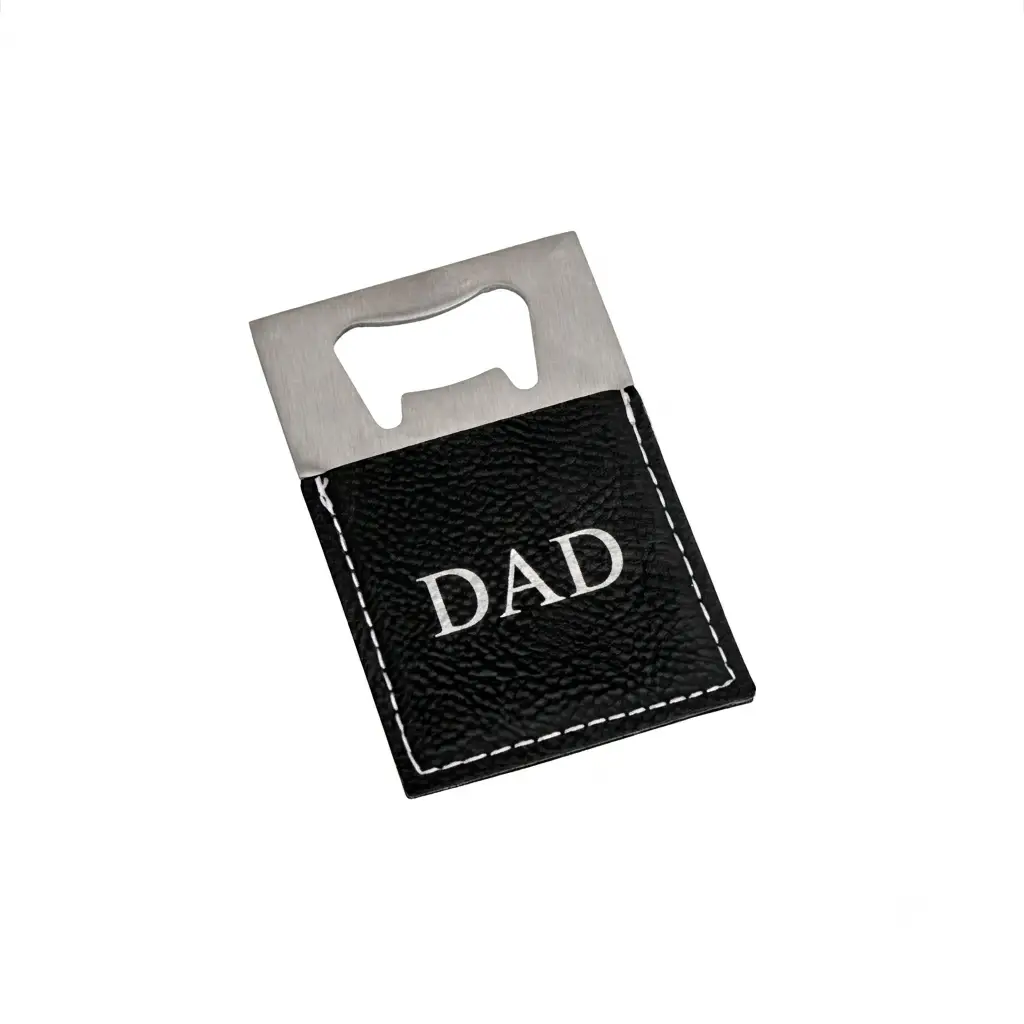 Black Leatherette Bottle Opener - 3.5" x 2", photo 2 of 5