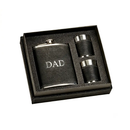 Black Leatherette Flask & Stainless Steel Shot Glass Set by creativegiftsdirect