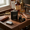 Black Leatherette Flask & Stainless Steel Shot Glass Set by creativegiftsdirect