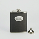 Black Leatherette Flask with Engraving Plate by creativegiftsdirect