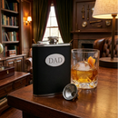 Black Leatherette Flask with Engraving Plate by creativegiftsdirect