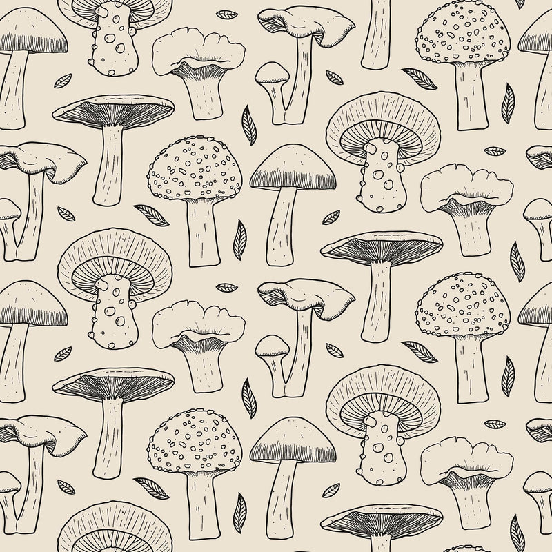 Pattern Mushroom Wallpaper - Black and White Wallpaper