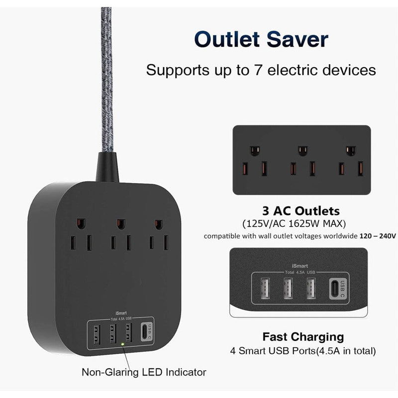 Black Desktop Power & USB/USB-C Charger