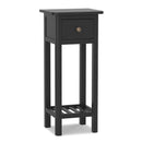 2 Tier Slim Nightstand Bedside Table with Drawer Shelf-Brown by DirectDeals