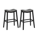 29 Inch Set of 2 Backless Wood Nailhead Barstools with PVC Leather Seat by LJGDeals