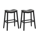 29 Inch Set of 2 Backless Wood Nailhead Barstools with PVC Leather Seat by DirectDeals