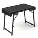 3 Pieces Folding Camping Table Stool Set with 2 Retractable LED Stools-Black by DirectDeals