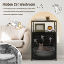 Cat Litter Box Enclosure with Louvered Door and 3-Tier Shelf by LJGDeals