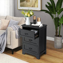 Farmhouse Nightstand with 3 Storage Drawers and Handles by LJGDeals